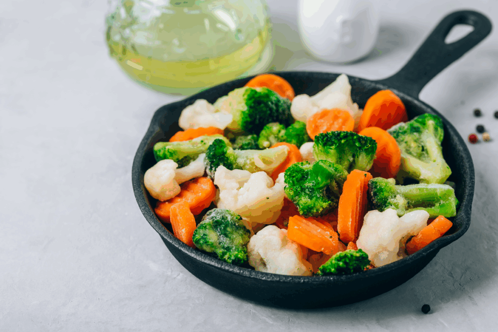 Cucchiaino di ghi su verdure cotte — i grassi sani come pilastro della nutrizione metabolica